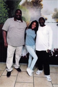 Zulu on the right, with his son and grandaughter, visiting in November of 2017